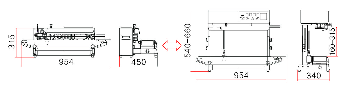 Bild der Gr&ouml;&szlig;e der Versiegelungsmaschine